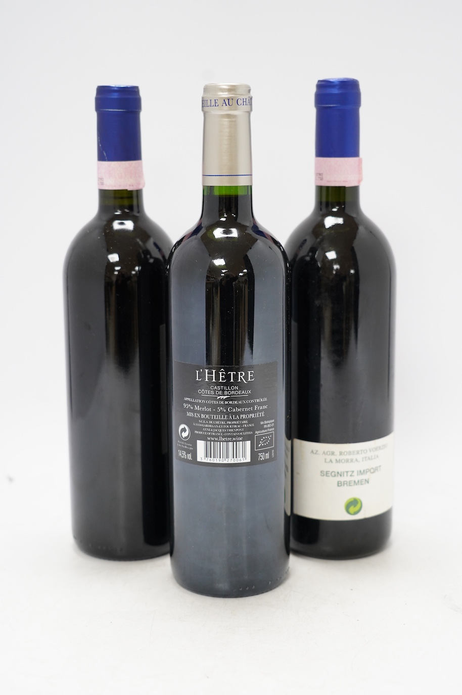 Eighteen bottles of wine including; twelve bottles of Barolo 1998, 2001 and 2005, and six bottles of L’Hetre 2016. Condition - externally good, storage unknown